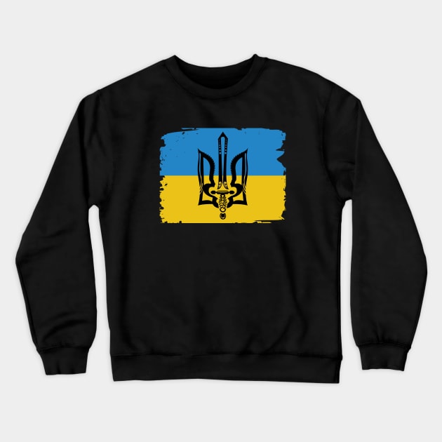 Ukrainian flag and emblem Crewneck Sweatshirt by Krapka Designs